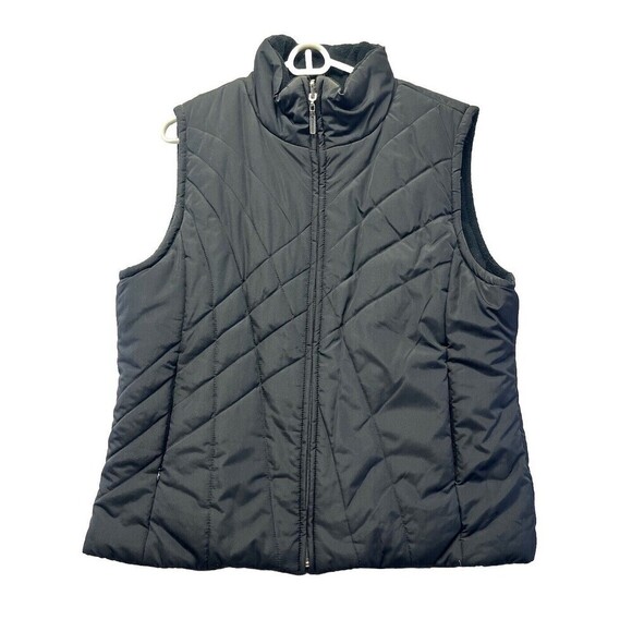 Izod Jackets & Blazers - IZOD Women's Quilted Double Side Casual Puffer Vest Solid Black Size Large